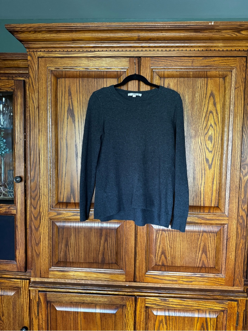 LOFT Charcoal Gray Crewneck Knit Sweater